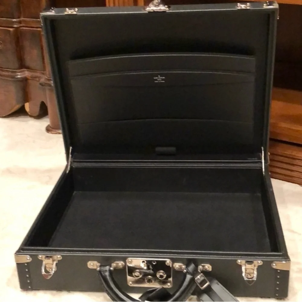 Louis Vuitton Black and Silver Laptop Bag Louis Vuitton Hard Trunk briefcase